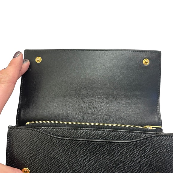 Celine Large Flap Wallet In Grained Calfskin Black - Picture 11 of 16